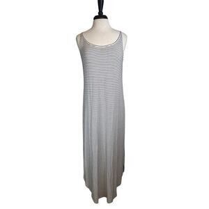 CABLE & GAUGE Black White Striped Sleeveless Max Dress Soft Stretch Women’s Sz L